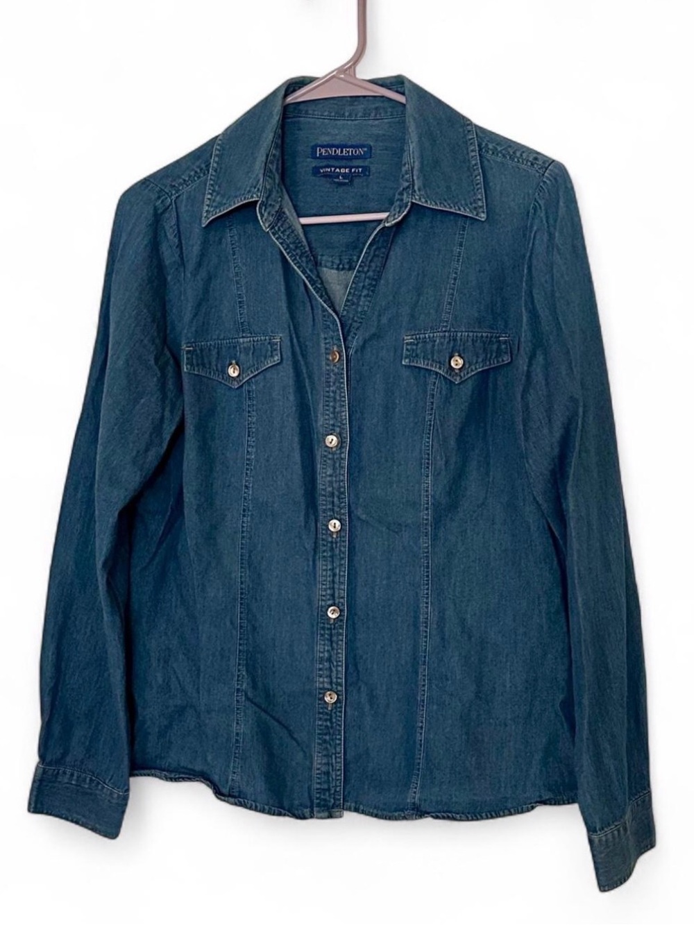 Pendleton Vintage Fit Blue Denim Button Up Shirt Women’s M (read description)